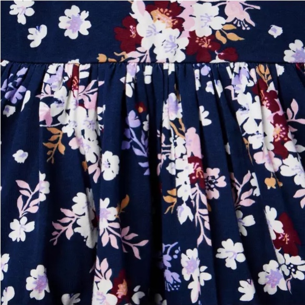Brand New Janie & Jack Toddler Girl Blue Floral 3/4 Sleeve Dress, Size 3, NWT - Picture 3 of 5